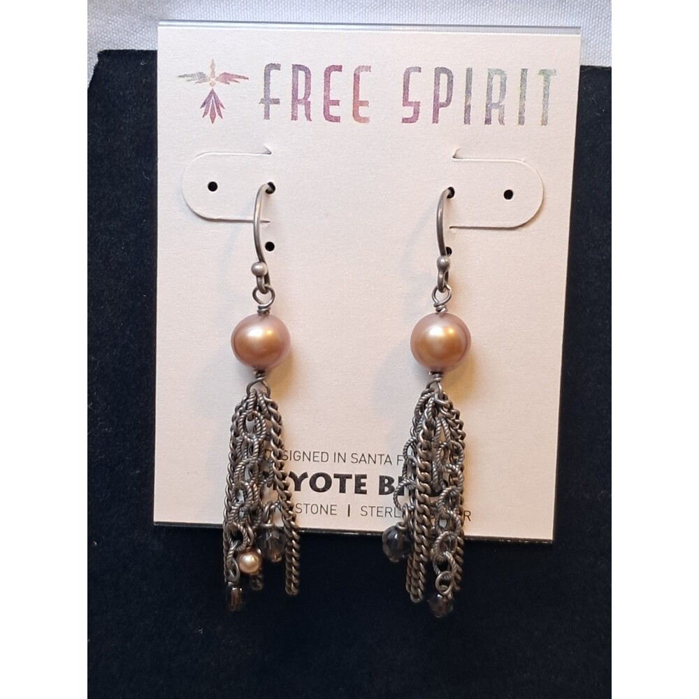 Peyote Bird Free Spirit Pearl Multi Chain & Bead 2" Tassel Drop Earrings NWT